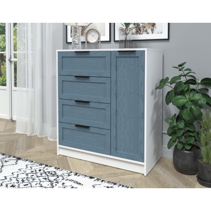 Тумба Тренд КТ-Т90 (Белый платинум ЛДСП/ Дуб лазурный ЛМДФ) Ш900 В1020 Г451